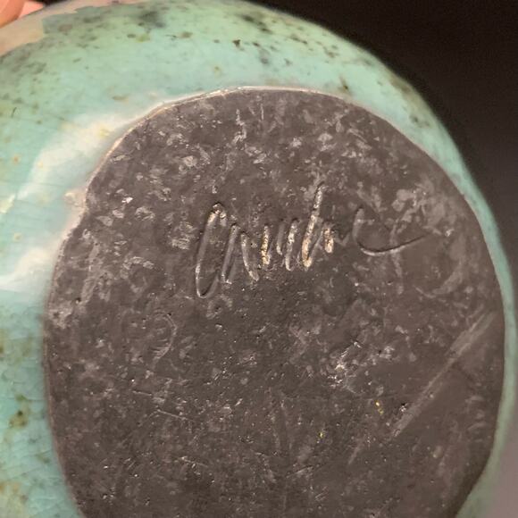 Candone Wharton Raku Pottery Basketweave & Glaze Vessel Bowl SIGNED with Lid - Picture 9 of 16